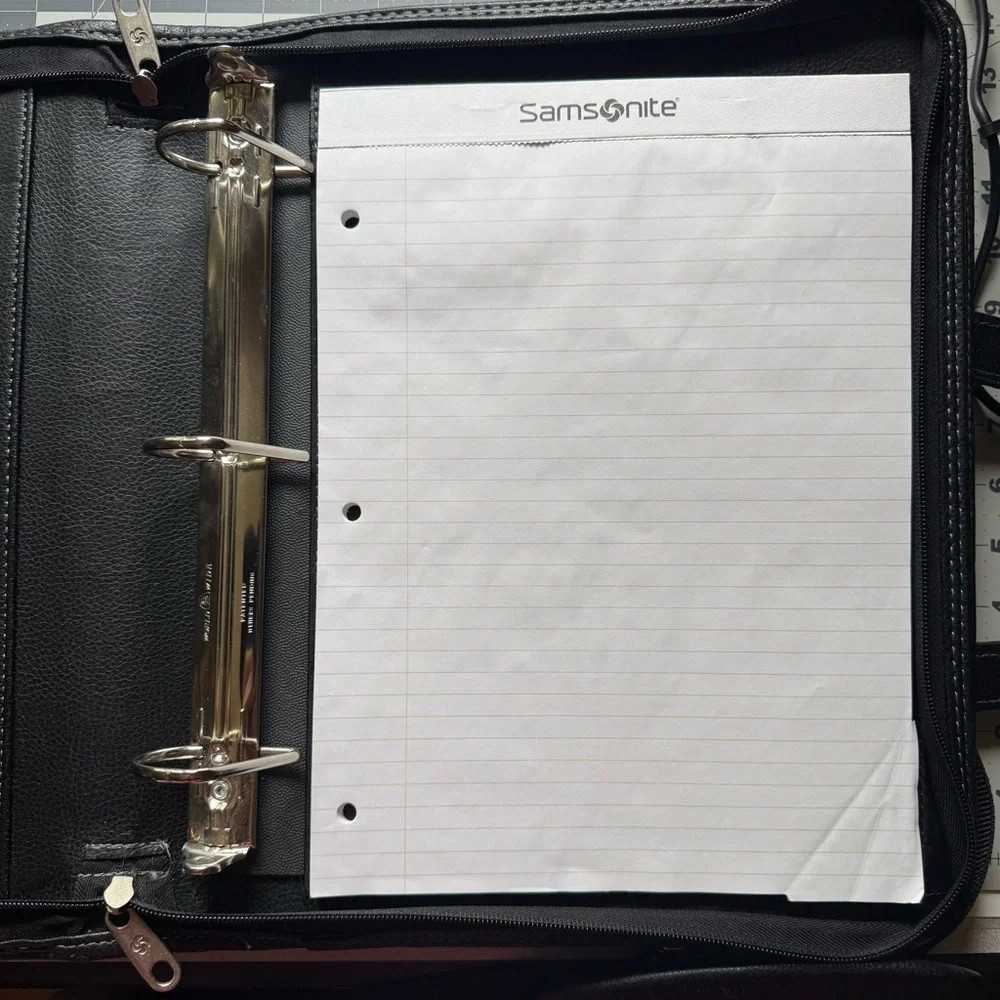 Samsonite 1910 Black Leather Messenger Bag‎ Briefcase Laptop Case Shoulder Bag